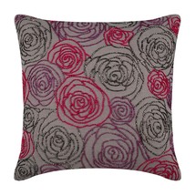 Multi Color Beaded Rose Flower 16x16 Cotton Linen Gray Pillow Cases, Rose Diva - £36.67 GBP+