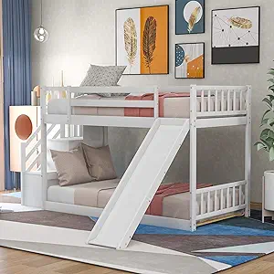 Merax Twin Over Twin Bunk Bed with Convertible Slide and Stairway, No Bo... - $767.99