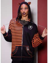 Skelanimals Diego Bat Black &amp; Orange Stripe Girls WIINGED Oversized Hoodie S - £62.90 GBP