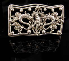 Antique DRAGON sash pin / Nude goddess / victorian jewelry / art nouveau brooch  - £254.98 GBP