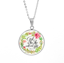 God is in Her, She Will Not Fall Necklace Psalm 46:5 Disc Pendant Catholic - £11.98 GBP