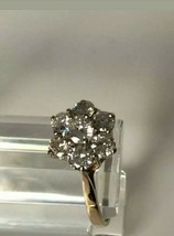 Vintage 1.25Ct Simulated Diamond Six Stone Cluster Ring 14K Yellow Gold Plated - £42.57 GBP