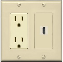 RiteAV - 15 Amp Power Outlet and 1 Port HDMI Decora Type Wall Plate - Ivory - £11.13 GBP