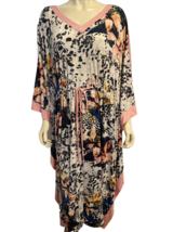 Carole Hochman Pink, Blue, Black Animal Print V Neck Kaftan Lounge Dress... - $62.69