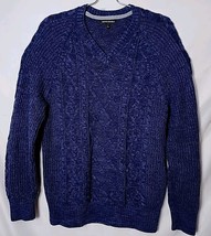 Banana Republic Men L Cotton Blue Vneck Long sleeve Knitted Sweater - £29.75 GBP