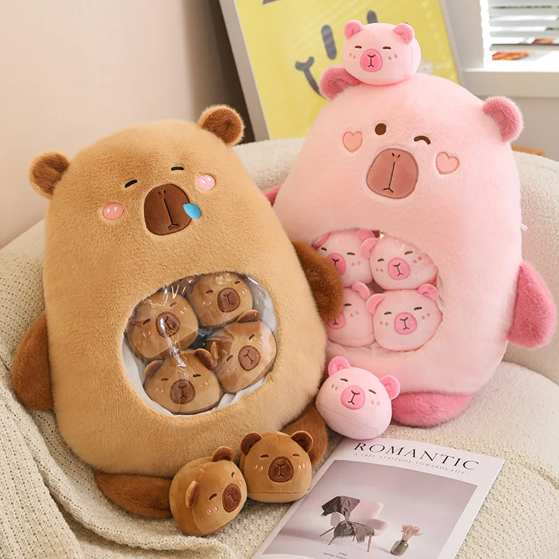 Capibala Snack Pudding Plushie A Bag of Kawaii Animals Capybara Removable Set Ch - $110.85