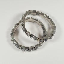 2 Mary Kate And Ashley Rare Y2K Jewelry Stretch Rhinestone Silver Tone Bracelet  - £16.17 GBP