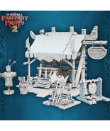 3D Printed STL Miniatures Fantasy Props 2 Market Weapon Stall 28 - 32mm War - €50,37 EUR+