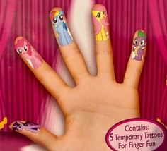 My Little Pony Finger Puppet Temporary Tattoos NEW Pinkie Pie, Fluttershy, Spike - £4.90 GBP