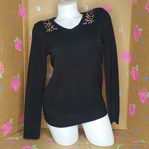 Jaclyn Smith Collection Bejeweled Black Sweater S - £15.93 GBP