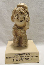 Vintage Happiness Is Thinking New Ways Say I Wuv You Love Statue 1970 USA Retro - £27.93 GBP