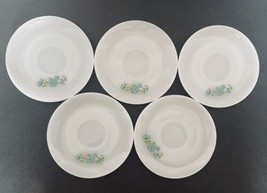 Fire King Blue Orange Flowers Lot of Five Saucers Milk Glass Anchor Hocking - £18.85 GBP