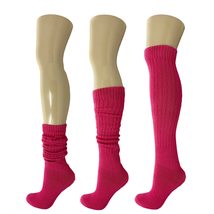 AWS/American Made Cotton Slouch Boot Socks Shoe Size 5 to 10 (Fuchia 3 Pairs) - £14.16 GBP