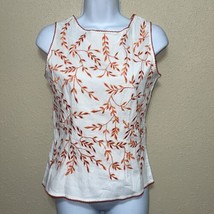 Papillon Womens White Orange Embroidered Top Sz M New - £55.14 GBP