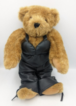 Vintage Vermont Teddy Bear Co Biker Bear 17 &quot; Jointed Tattoo Leathers Harley - £25.16 GBP