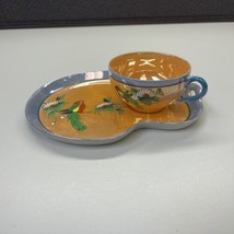 Vintage Japanese Lusterware Tea Cup and Snack Tray Set (4 Sets Available) - £9.20 GBP