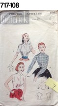 VTG RETRO Sewing Pattern Butterick #6985 Size 12 Bust 30 Blouse 1950s - $516.69 MXN
