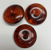 Lot 3 Vintage Bakelite Buttons Rootbeer Brown Translucent 1.5&quot; - £19.36 GBP