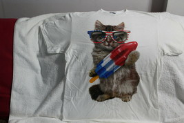 Cat Kitty Sunglasses American Flag Lollipop T-SHIRT Shirt - £9.09 GBP
