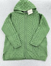 NWT Aran Crafts Ireland Cardigan Sweater Merino Wool w/Pockets Green Siz... - $89.10