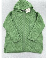 NWT Aran Crafts Ireland Cardigan Sweater Merino Wool w/Pockets Green Siz... - €76,55 EUR