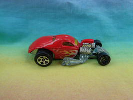 Vintage 2002 Hot Wheels 1/4 Mile Coupe Diecast Car Red w/ Yellow Flames - £3.87 GBP