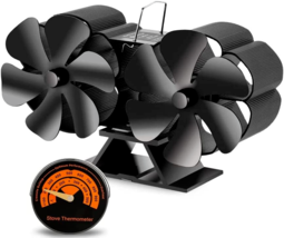 Fireplace Stove Fan Heat Powered For Pellet/Log Burner 12 Blade With The... - $63.35