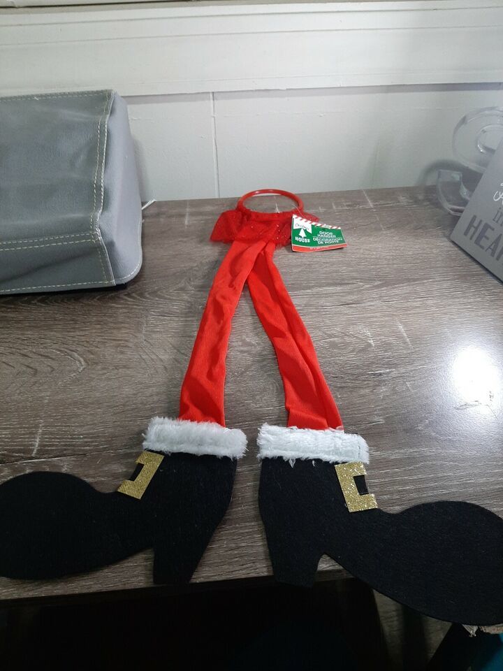 Christmas House Door Hanger Santa Feet - $10.84