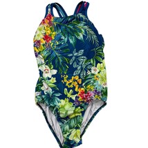 Sylvia P Childs Teal Blue Floral One-Piece Swimsuit Size 10 - $43.20