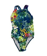Sylvia P Childs Teal Blue Floral One-Piece Swimsuit Size 10 - $793.39 MXN