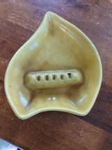 Vintage Retro 1960s Mustard Butterscotch Ceramic Mold Cigarette Ashtray ... - £15.56 GBP