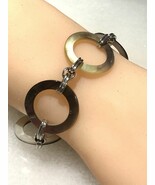 Lia Sophia Avalon Mother of Pearl Shell Circle Bracelet Toggle Clasp Aba... - $22.79 CAD