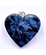 92.5 SILVER PENDANT - Pietersite Cabochon Pendant - Heart Pendant - 43x45mm - $111.00