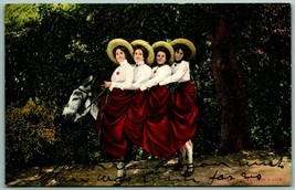 Comic Four Queens on a Jack Ladies on Donkey 1907 DB Postcard I11 - £3.91 GBP