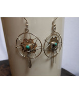 Turquoise Circle Of Life Drop Earrings 925 Sterling Silver, Handmade Women Gifts - $67.00