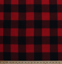 Fleece Red Black Buffalo Plaid Checks Checkered Fleece Fabric Print BTY A511.31 - £27.26 GBP