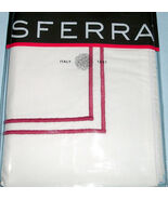 Sferra Grande Hotel King Sham Egyptian Percale White/Berry Double Stitch... - $48.50