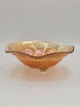 Jeannette Glass Anniversary Marigold Iridescent Carnival Glass Footed Bowl - $26.52
