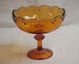 Vintage Teardrop Amber by Indiana Glass Pedestal Compote Fruit Bowl Centerpiece - £23.35 GBP