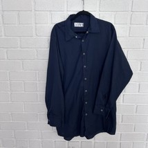 Aramark Work Shirt Long Sleeve Snap Button Up Dark Blue Mens CL-L - £14.60 GBP