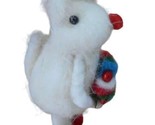 Silver Tree White Wooly Furry Yarn Mouse Mice Christmas Ornament - £7.50 GBP