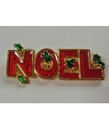Vintage Signed AAi Christmas Brooch NOEL Gold-tone Enamel - $21.96 CAD
