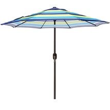 9' Outdoor Patio Umbrella, Striped Patio Umbrella, Market Striped Umbrella With  - £73.53 GBP
