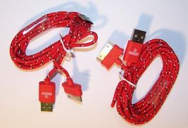 2 RED RD CLOTH  IPHONE4 3 I PAD CHARGER PHONE CORD &amp; 1 USB RECHARGABLE L... - $4.70