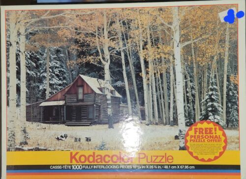Vintage RoseArt Aspen Cabin in the Woods Kodacolor 1000 Piece Jigsaw Puzzle - £10.20 GBP