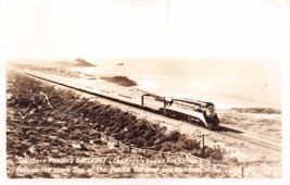 Southern Pacific&#39;s Daylight Train Following Shore Line~Real Photo Postcard 1940s - £8.83 GBP