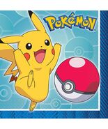 Pokemon Core Pikachu Dessert Cake Napkins Birthday Party Tableware 16 Count - $91.31 MXN