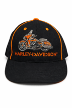Kids Harley-Davidson Hat | Youth Size 4–7 | Vintage 90s Black Orange Cap - $8.90