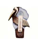 Brown Pelican Ocean Sea Bird Window Thermometer Wooden Indonesia - $19.75