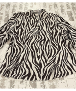 Chicos No Iron Brown Zebra Animal Print Cotton Button Shirt Size 2 12/14... - £14.50 GBP